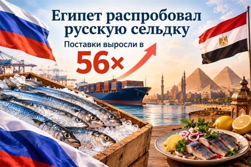Египет распробовал русскую селёдку Египет распробовал русскую селёдку: поставки выросли в 56 раз за полгода