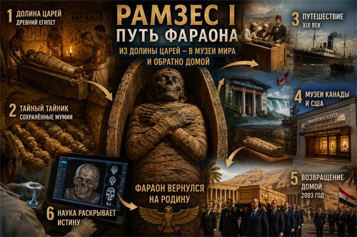 Фараон, который потерялся на 140 лет: невероятное путешествие мумии Рамзеса I из Долины царей в Канаду и обратно Фараон, который потерялся на 140 лет: невероятное путешествие мумии Рамзеса I из Долины царей в Канаду и обратно