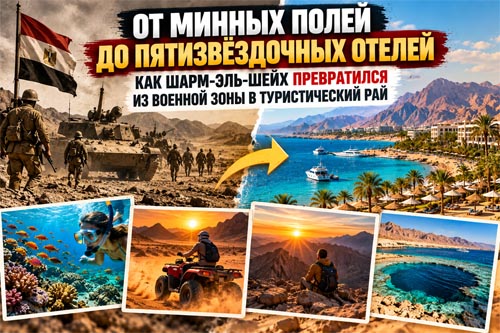 От минных полей до пятизвёздочных отелей: как Шарм-эль-Шейх превратился из военной зоны в туристический рай От минных полей до пятизвёздочных отелей: как Шарм-эль-Шейх превратился из военной зоны в туристический рай