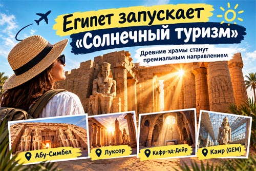 Египет запускает «Солнечный туризм» Египет запускает «Солнечный туризм»: древние храмы станут премиальным направлением