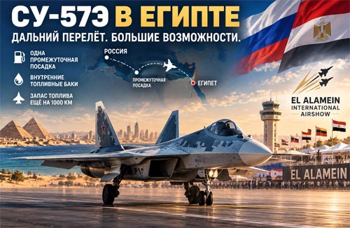 Су-57Э добрался до Египта почти без дозаправок: после перелёта топлива оставалось ещё на 1000 км Су-57Э добрался до Египта почти без дозаправок: после перелёта топлива оставалось ещё на 1000 км